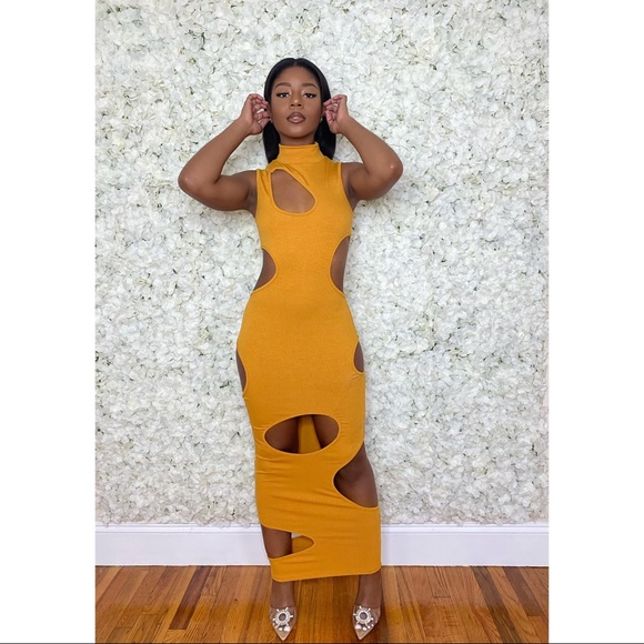 🌹NEW - VINI Dress in Honey Mustard & Red - Picture 3 of 13